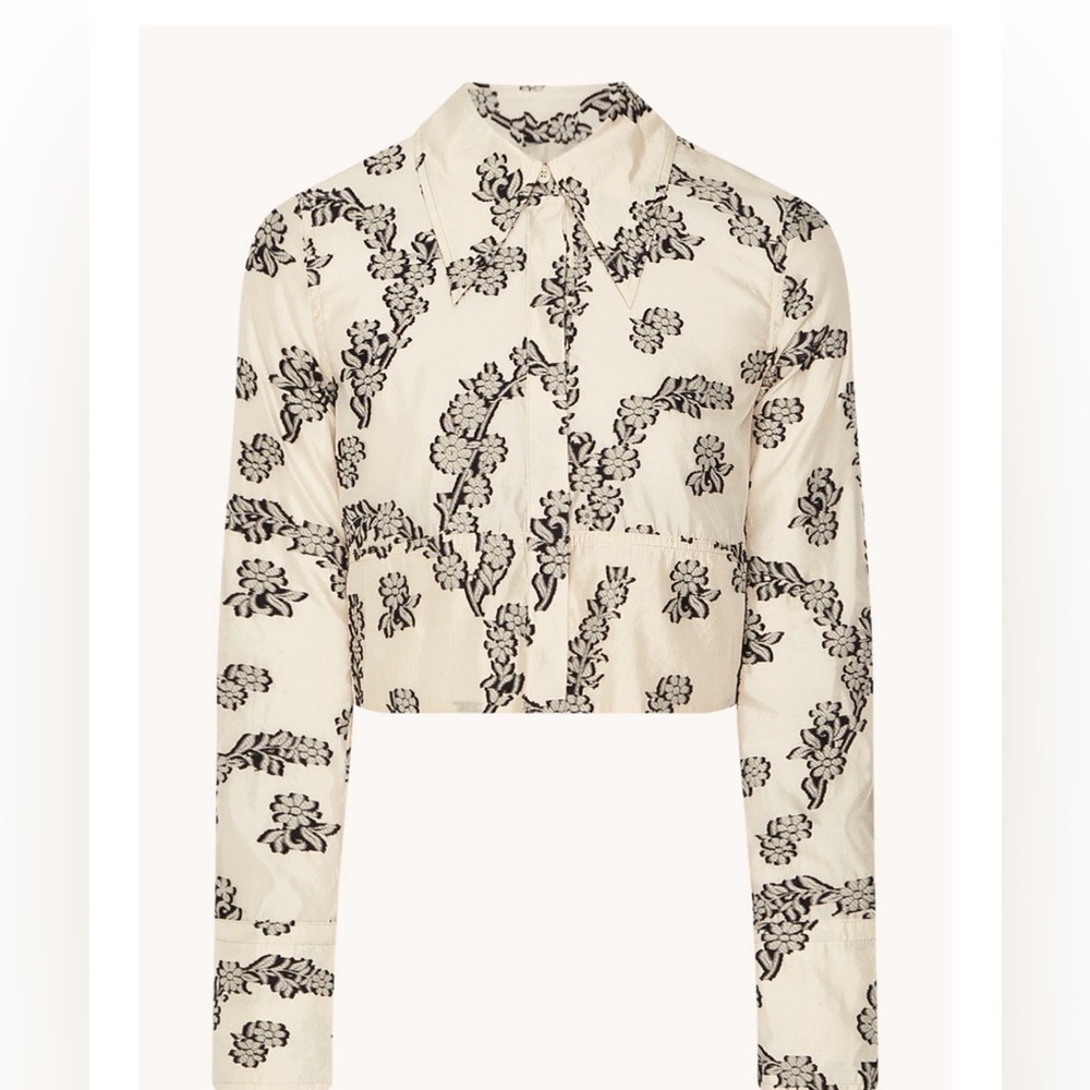 Day Birger et Mikkelsen white Floral Print Long Sleeve cropped blouse NWT